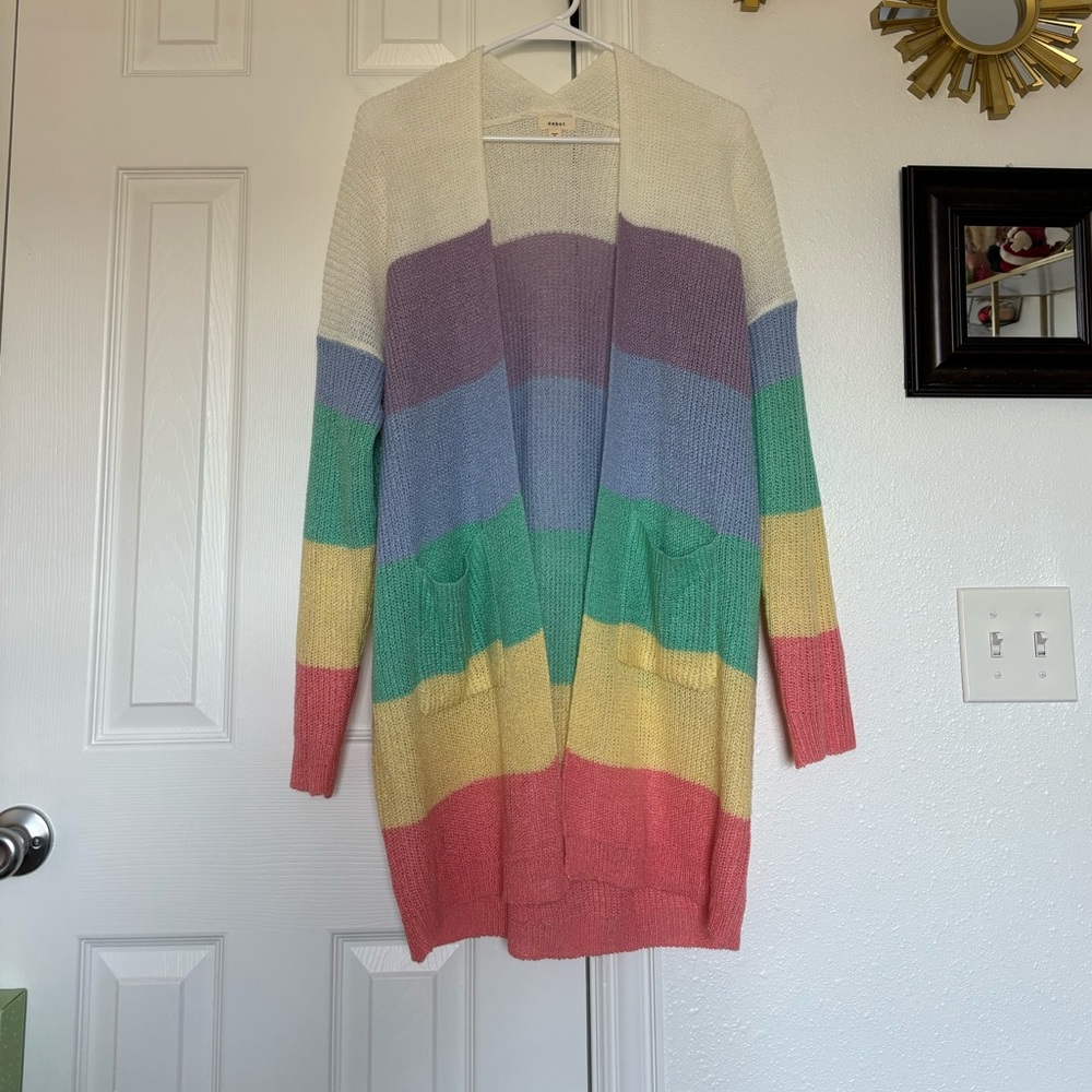 Size M/L debut rainbow cardigan.
